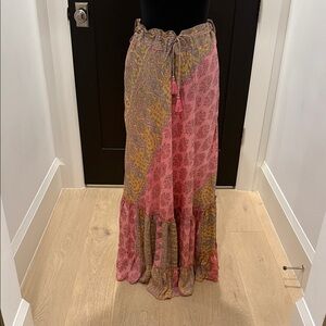 Bohemian Pink and Yellow Maxi Skirt